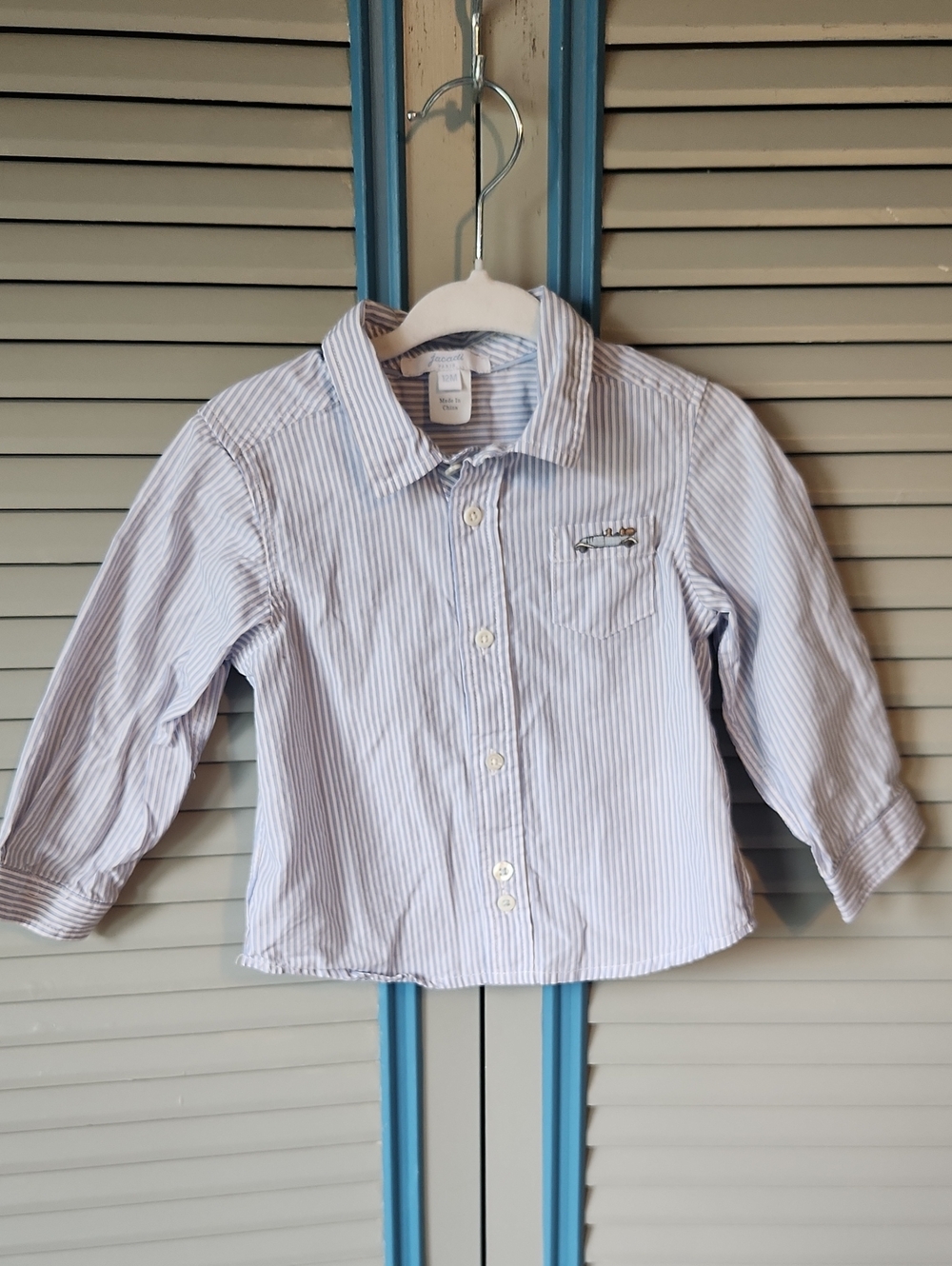 Jacadi Paris Boys Blue White Striped Button Down
